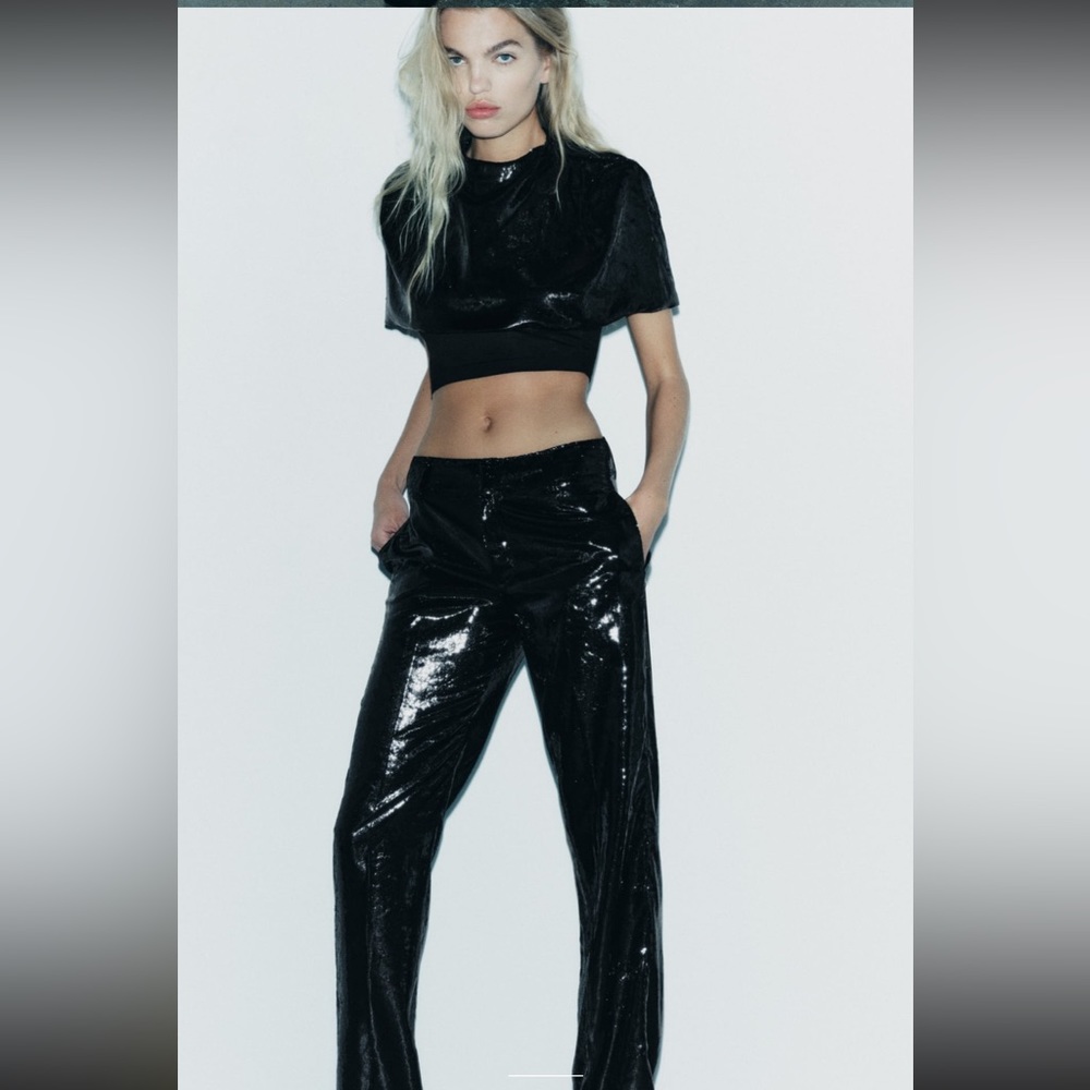 ZARA SHINY VELVET PANTS SPECIAL EDITION
